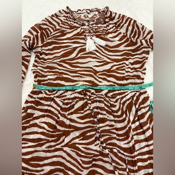 Veronica Beard Danica Tasseled Gathered Animal Print Mini Dress Size S - Picture 9 of 12